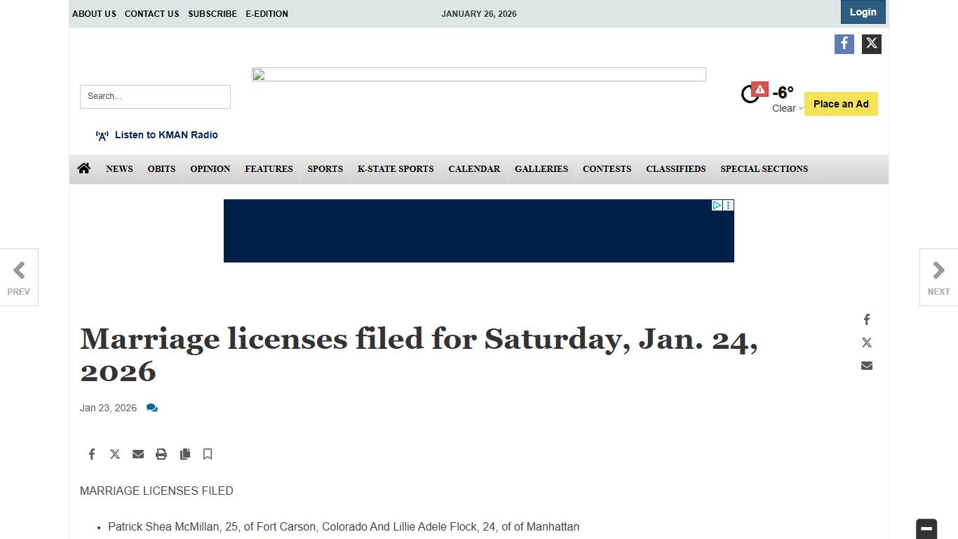Marriage licenses filed for Saturday, Jan. 24, 2026 News themercury.com